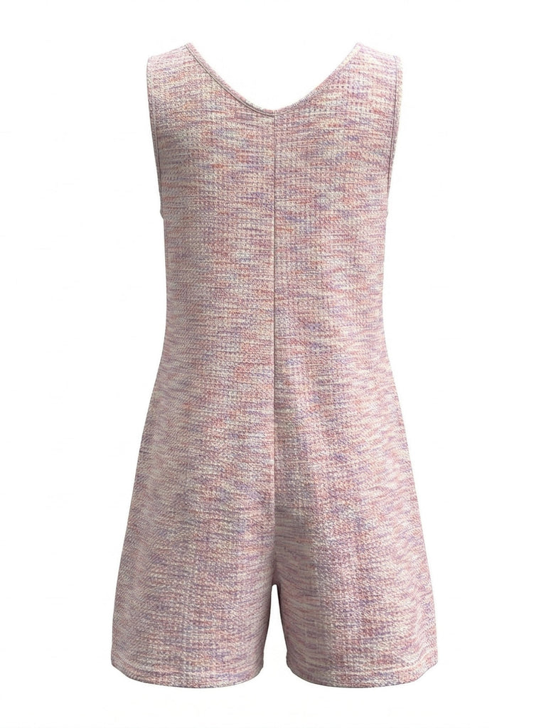 Pink 1930s Tweed Button Front Sleeveless Romper, vintage romper, retro jumpsuit - perfect for women who love vintage and retro fashion
