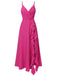 Pink 1930s V-Neck Ruffled Irregular Slit Dress, vintage dress, retro fashion - perfect for women who love vintage and retro fashion