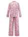 Pink 1940s Christmas Candy Cane Long Pajama Set - vintage fashion, retro style