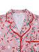 Pink 1940s Christmas Candy Cane Long Pajama Set - vintage fashion, retro style