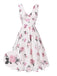 She slips into this Pink 1940s Deep V-Neck Chiffon Rose Dress and suddenly it's a 1940s daydream