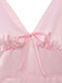 Pink 1940s Floral V Neck Bow Dress 3