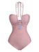 Pink 1940s Vintage One Piece Swimsuit, vintage swimsuit, pin-up swimwear - perfect for women who love vintage and retro fashion