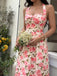 Pink 1940s Halter Print High Waist Dress 4