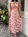 Pink 1940s Halter Print High Waist Dress 5