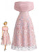 Pink 1940s Floral Striped Vintage Dress
