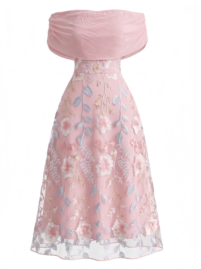 Pink 1940s Floral Striped Vintage Dress 2