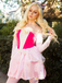 Pink 1940s Princess Off Shoulder Tulle Party Dress - vintage dress, retro fashion