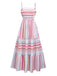 Pink 1940s Rainbow Striped Tube Dress - vintage dress, retro fashion