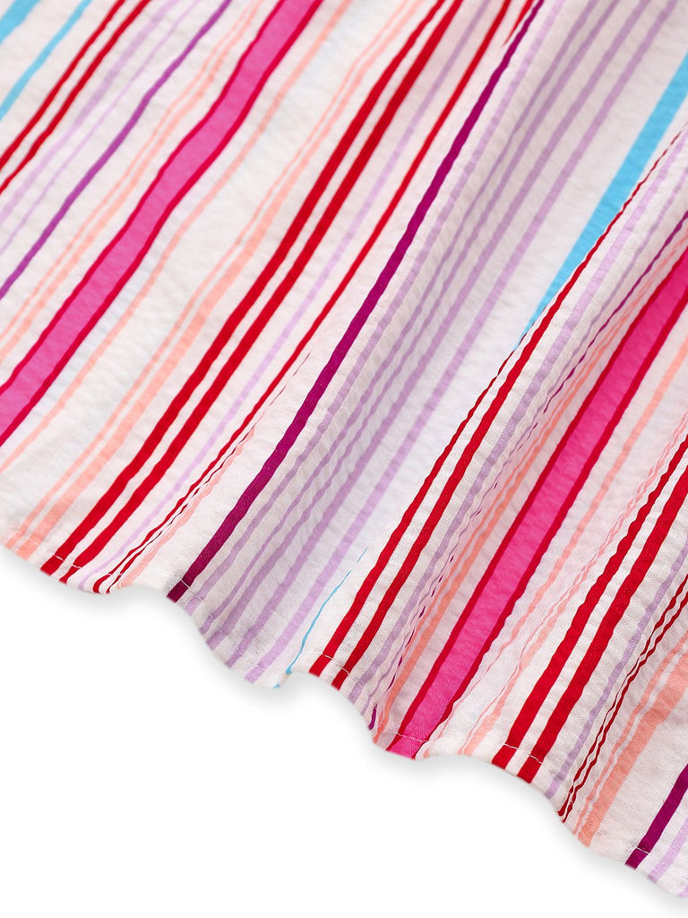 Pink 1940s Rainbow Striped Tube Dress - vintage dress, retro fashion