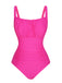 Pink 1940s Solid Wrinkle Strap Swimsuit, vintage swimsuit, pin-up swimwear - perfect for women who love vintage and retro fashion