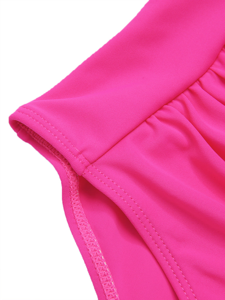 Pink 1940s Solid Wrinkle Strap Swimsuit, vintage swimsuit, pin-up swimwear - perfect for women who love vintage and retro fashion