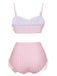 Pink 1940s Spaghetti Strap Mesh Plaids Swimsuit — because 1940s glamour never goes out of style