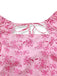 Pink 1940s Square Neck Puff Sleeve Floral Dress - vintage dress, retro fashion