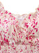 Pink 1940s V-Neck Floral Puff Sleeve Dress - vintage dress, retro fashion
