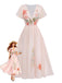 Pink 1940s V-Neck Ruffle Sleeve Floral Print Dress - vintage dress, retro fashion