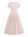 Pink 1940s V-Neck Ruffle Sleeve Floral Print Dress - vintage dress, retro fashion