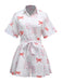 Pink 1950s Bow & Floral Belted Lapel Romper - vintage jumpsuit, retro fashion