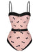 Pink 1950s Bow Polka Dots Print One-Piece Swimsuit: 1950s Riviera elegance, reimagined for her