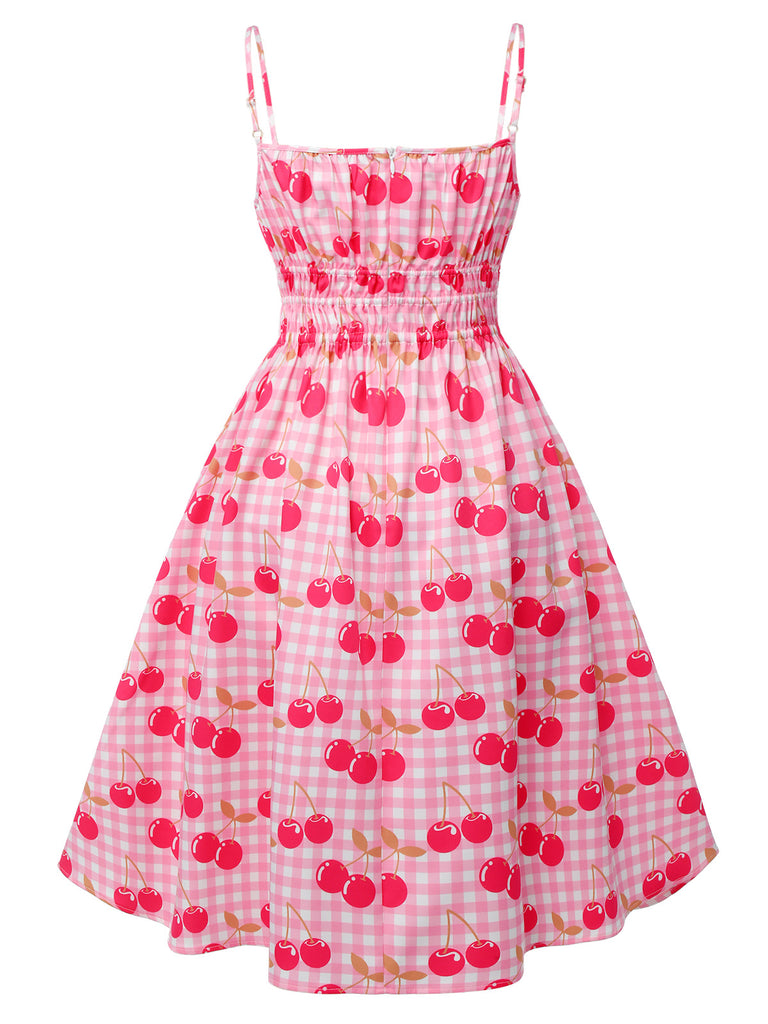 Pink 1950s Cherry Spaghetti Strap Dress, vintage dress, retro fashion, rockabilly, pin-up fashion - perfect for women who love vintage and retro fashion