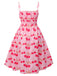 Pink 1950s Cherry Spaghetti Strap Dress, vintage dress, retro fashion, rockabilly, pin-up fashion - perfect for women who love vintage and retro fashion