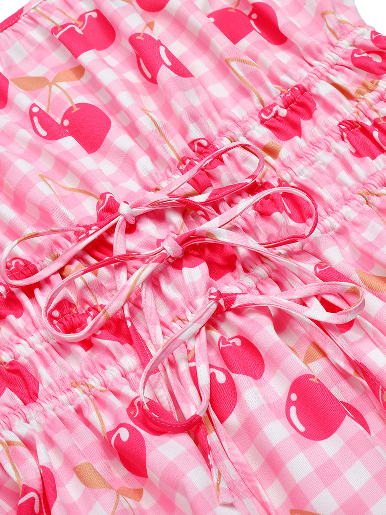 Pink 1950s Cherry Spaghetti Strap Dress, vintage dress, retro fashion, rockabilly, pin-up fashion - perfect for women who love vintage and retro fashion