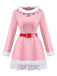 Pink 1950s Christmas Elf Plush-Edged Dress Set - vintage dress, retro fashion, rockabilly