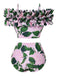 Pink 1950s Cold-Shoulder Floral Ruffle Swimsuit, vintage swimsuit, pin-up swimwear - perfect for women who love vintage and retro fashion