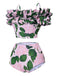 Pink 1950s Cold-Shoulder Floral Ruffle Swimsuit, vintage swimsuit, pin-up swimwear - perfect for women who love vintage and retro fashion