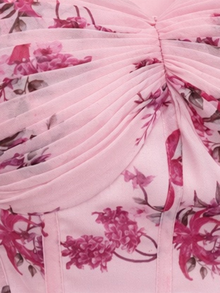 Pink 1950s Floral Vintage Classic Dress 4