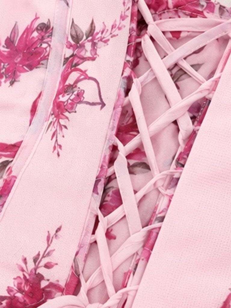 Pink 1950s Floral Vintage Classic Dress 5