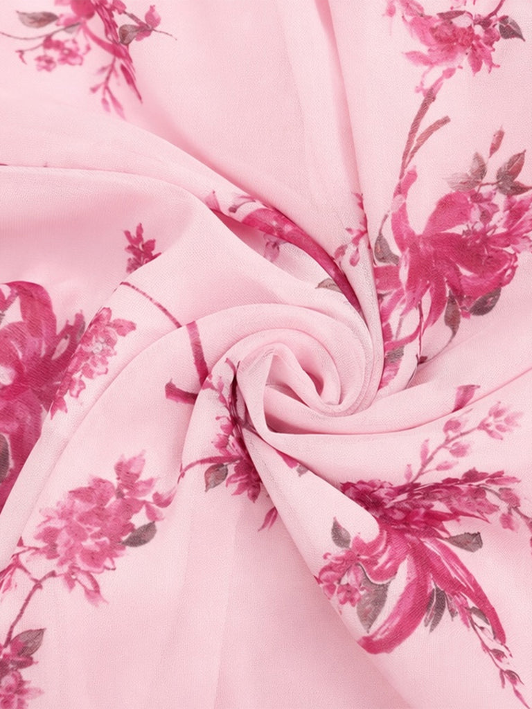 Pink 1950s Floral Vintage Classic Dress 6