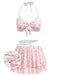 [Pre-Sale] Pink 1950s Halter Ruffle Chiffon Swimsuit