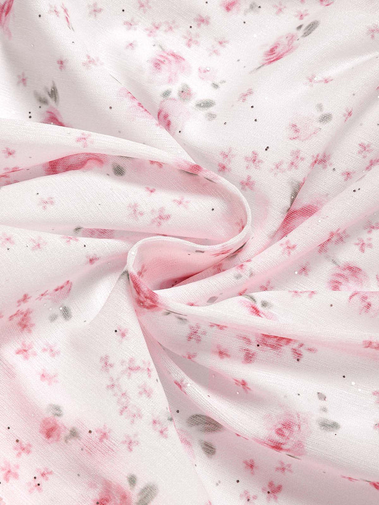 [Pre-Sale] Pink 1950s Halter Ruffle Chiffon Swimsuit