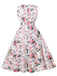 Pink 1950s Floral Bow Sweetheart Neck Swing Dress - vintage dress, retro fashion, rockabilly