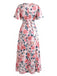 Pink 1950s Floral V Neck Dress 3