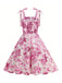 Pink 1950s Floral Lace-Up Swing Dress - vintage dress, retro fashion, rockabilly