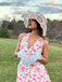 Pink 1950s Floral V-Neck Dress: where 1950s romance meets her modern spirit