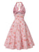 1950s Floral VNeck Halter Dress | 1950s | vintage dress, retro fashion