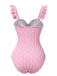 Pink 1950s Geometric Ruffled One-Piece Swimsuit, vintage swimsuit, pin-up swimwear - perfect for women who love vintage and retro fashion