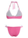 Pink 1950s Gingham Halter Double Layer Bikini Set - vintage swimsuit, pin-up swimwear for vintage lovers