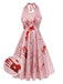 Pink 1950s Halloween Bloodstain Halter Dress: timeless style reimagined