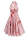 Pink 1950s Halloween Bloodstain Halter Dress: timeless style reimagined
