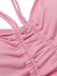 Pink 1950s Halter Pleated Solid One-Piece Swimsuit — 1950s poolside glamour meets sun-drenched confidence