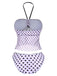 Pink 1950s Halter Polka Dot Bow Tankini Set - vintage fashion, retro style