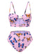 Pink 1950s Hollow Ring Butterfly Bikini Set, vintage swimsuit, pin-up swimwear - perfect for women who love vintage and retro fashion