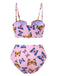 Pink 1950s Hollow Ring Butterfly Bikini Set, vintage swimsuit, pin-up swimwear - perfect for women who love vintage and retro fashion
