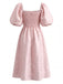 Pink 1950s Floral Square Neck Dress 2