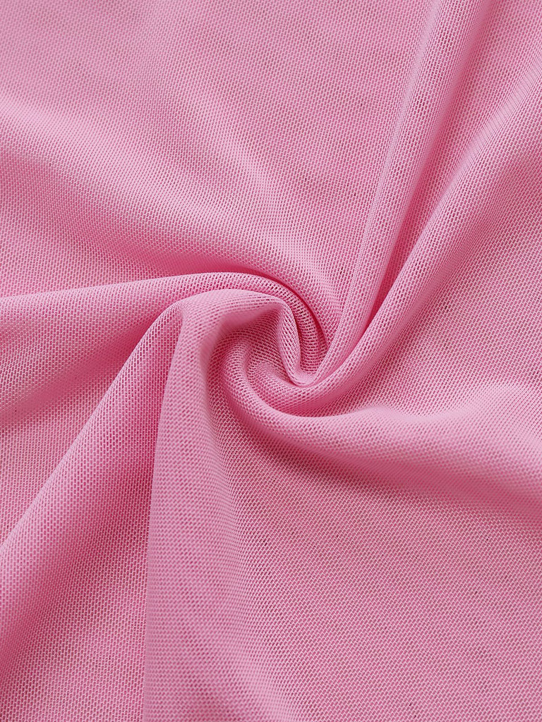 Pink 1950s Lace Spaghetti Strap Bow Nightgown - vintage nightgown, retro sleepwear