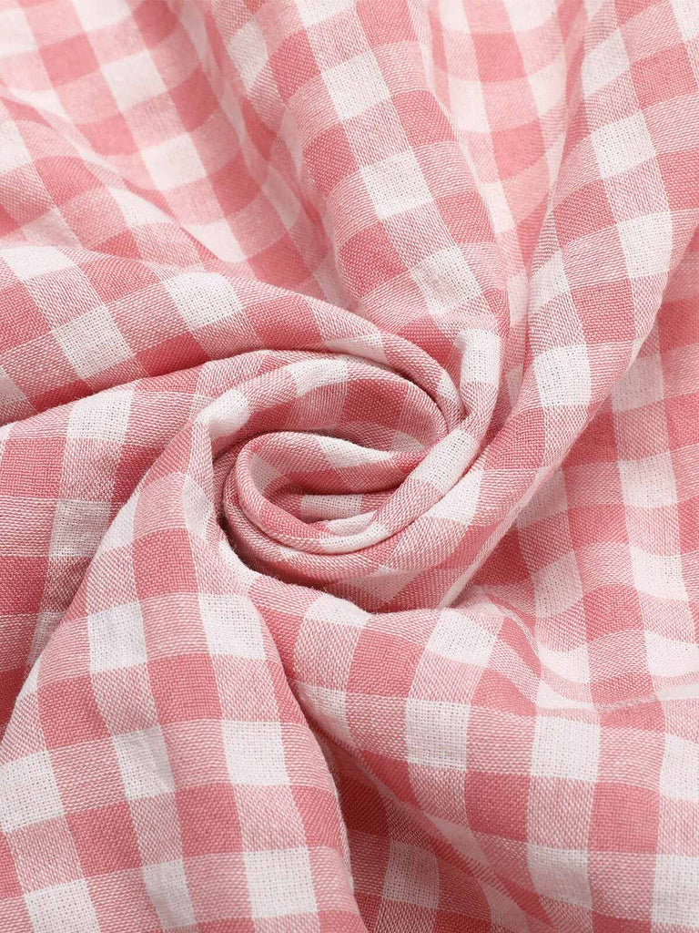 Pink 1950s Plaid Cotton Off-Shoulder Dress, vintage dress, retro fashion, rockabilly, pin-up fashion - perfect for women who love vintage and retro fashion